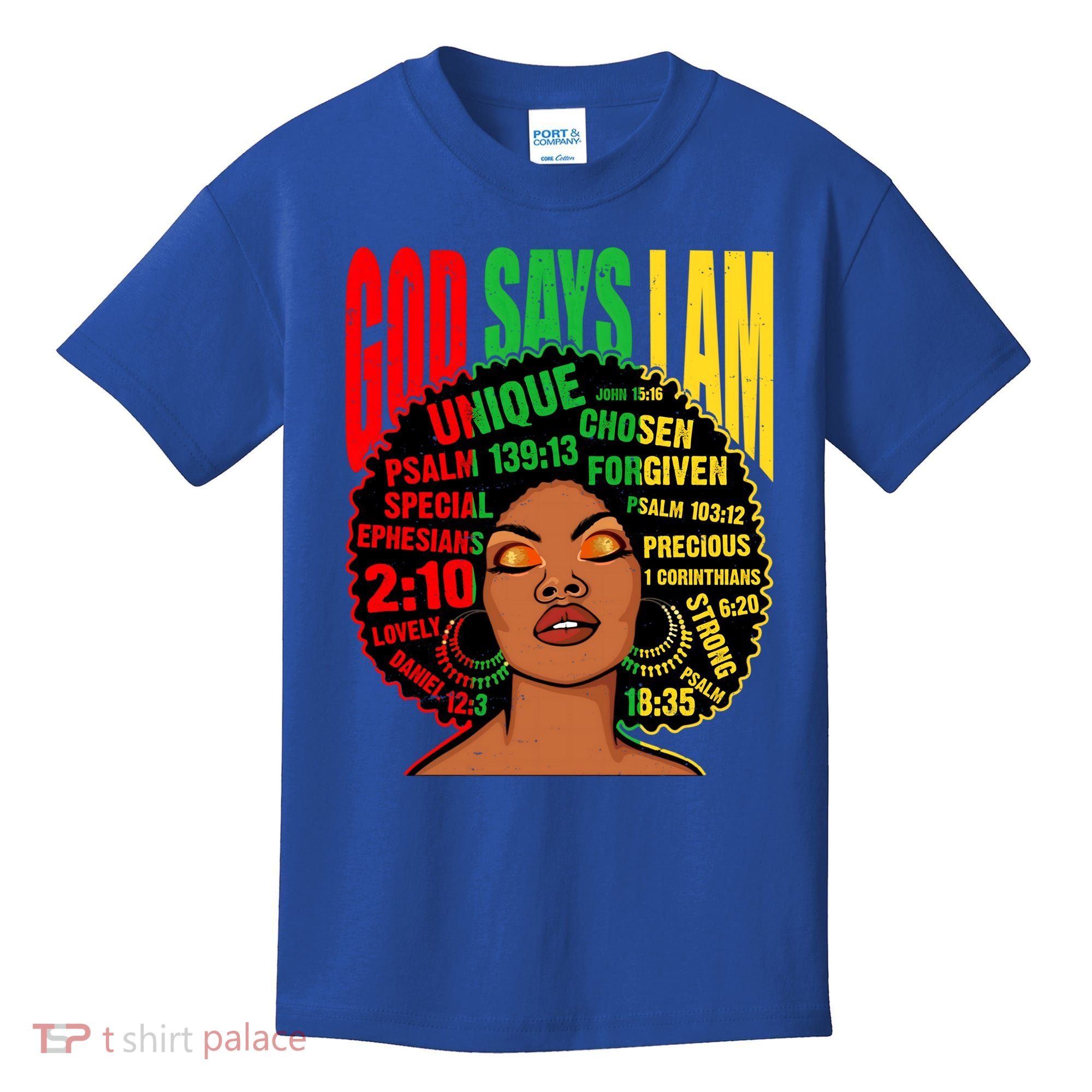 God Says I Am Melanin Black Black History Juneteenth Gift Kids T-Shirt