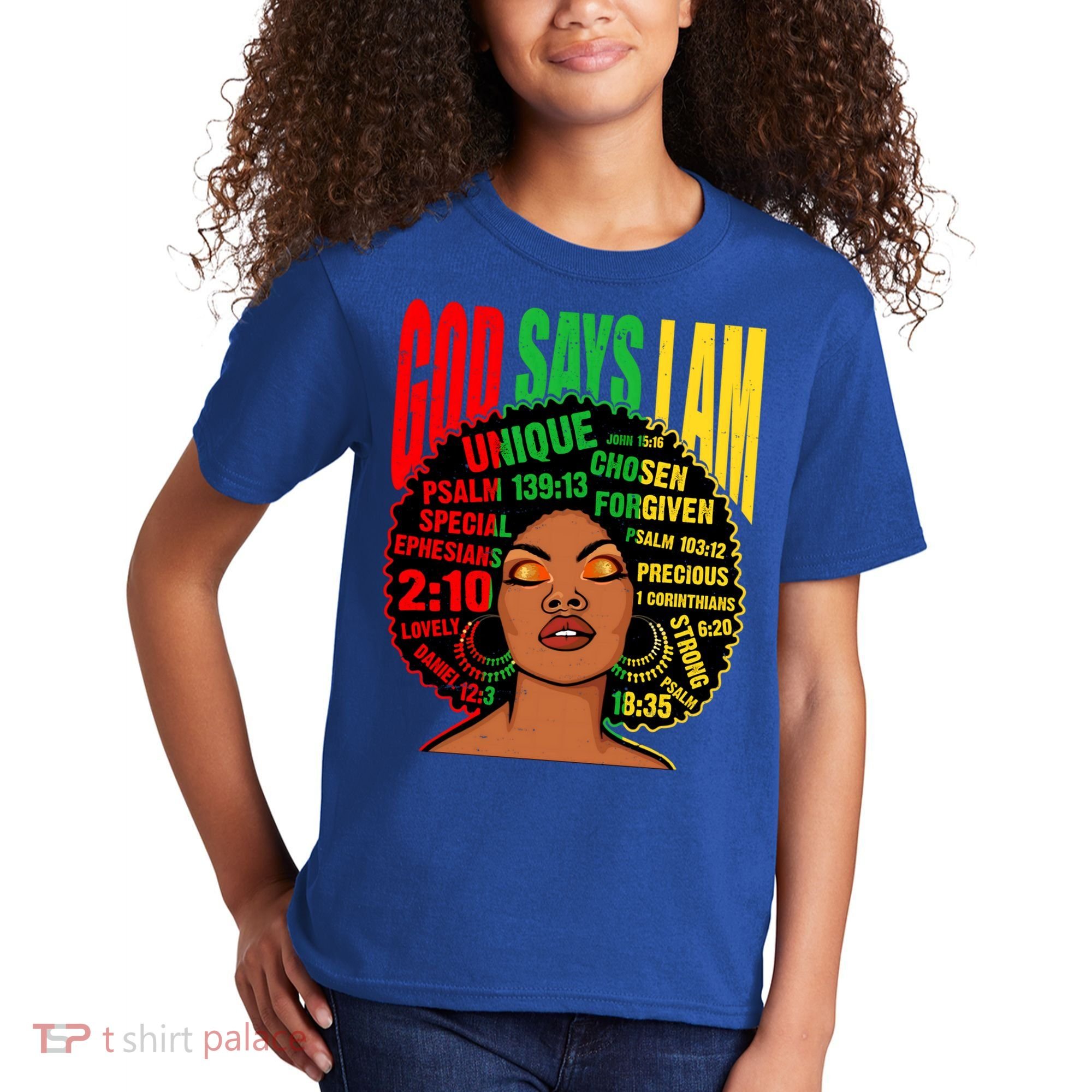 God Says I Am Melanin Black Black History Juneteenth Gift Kids T-Shirt