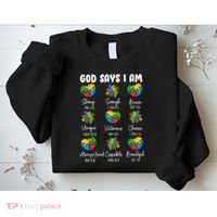 God Says I Am - Autism Awareness Christian Bible Verse Sweatshirt thumb 2