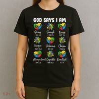 God Says I Am - Autism Awareness Christian Bible Verse T-Shirt thumb 4