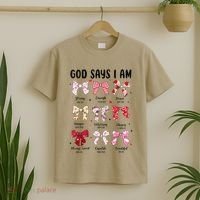 God Says I Am Coquette Bow Valentines Day Christian Women T-Shirt thumb 2