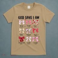 God Says I Am Coquette Bow Valentines Day Christian Women T-Shirt thumb 5