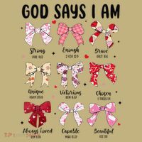 God Says I Am Coquette Bow Valentines Day Christian Women T-Shirt thumb 7