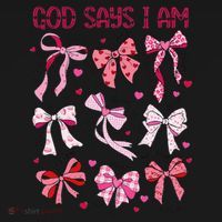 God Says I Am Coquette Bow Valentines Day Christian Women Women's Hoodie thumb 2