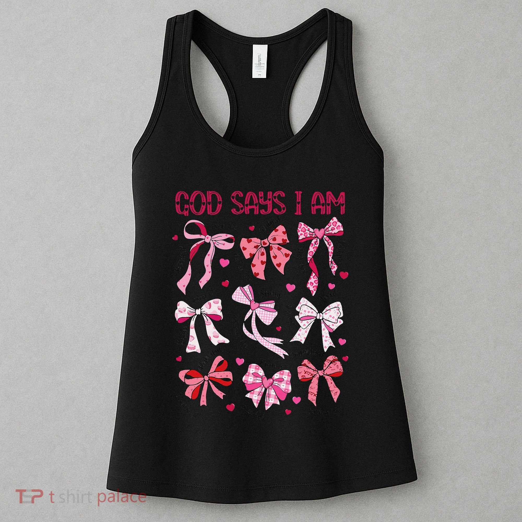 God Says I Am Coquette Bow Valentines Day Christian Women Women's Tank Top