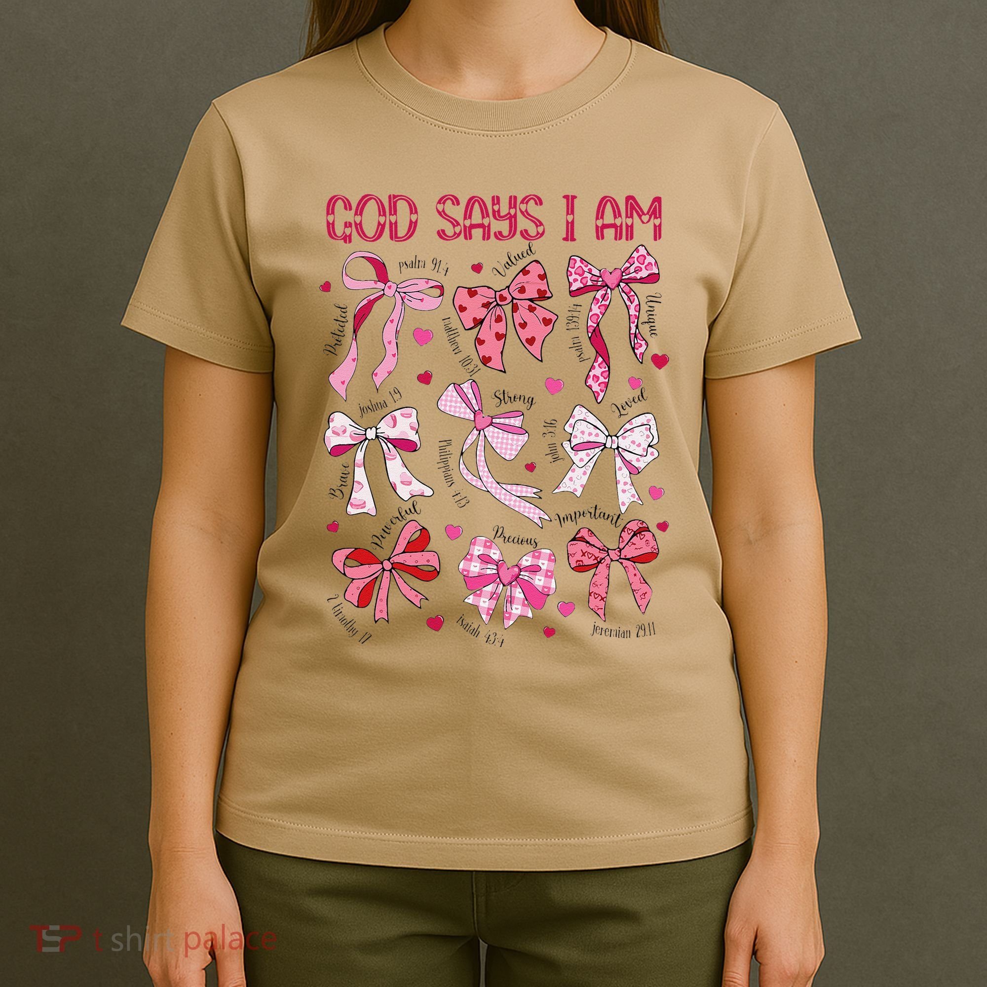 God Says I Am Coquette Bow Valentines Day Christian Women T-Shirt
