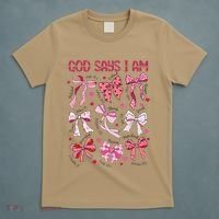 God Says I Am Coquette Bow Valentines Day Christian Women T-Shirt thumb 5