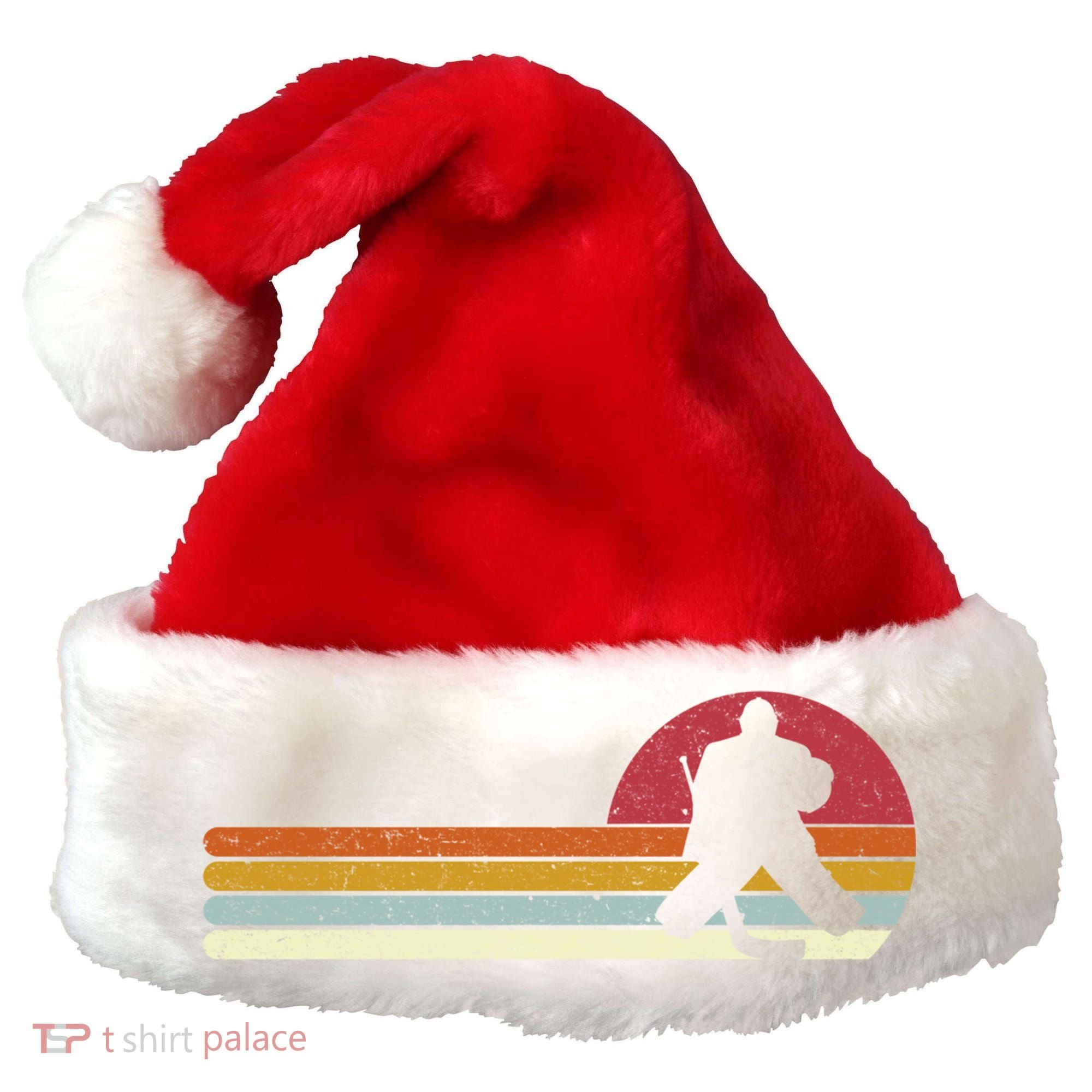 Goalie Sunset Ice Hockey Goalkeeper Gift Santa Hat