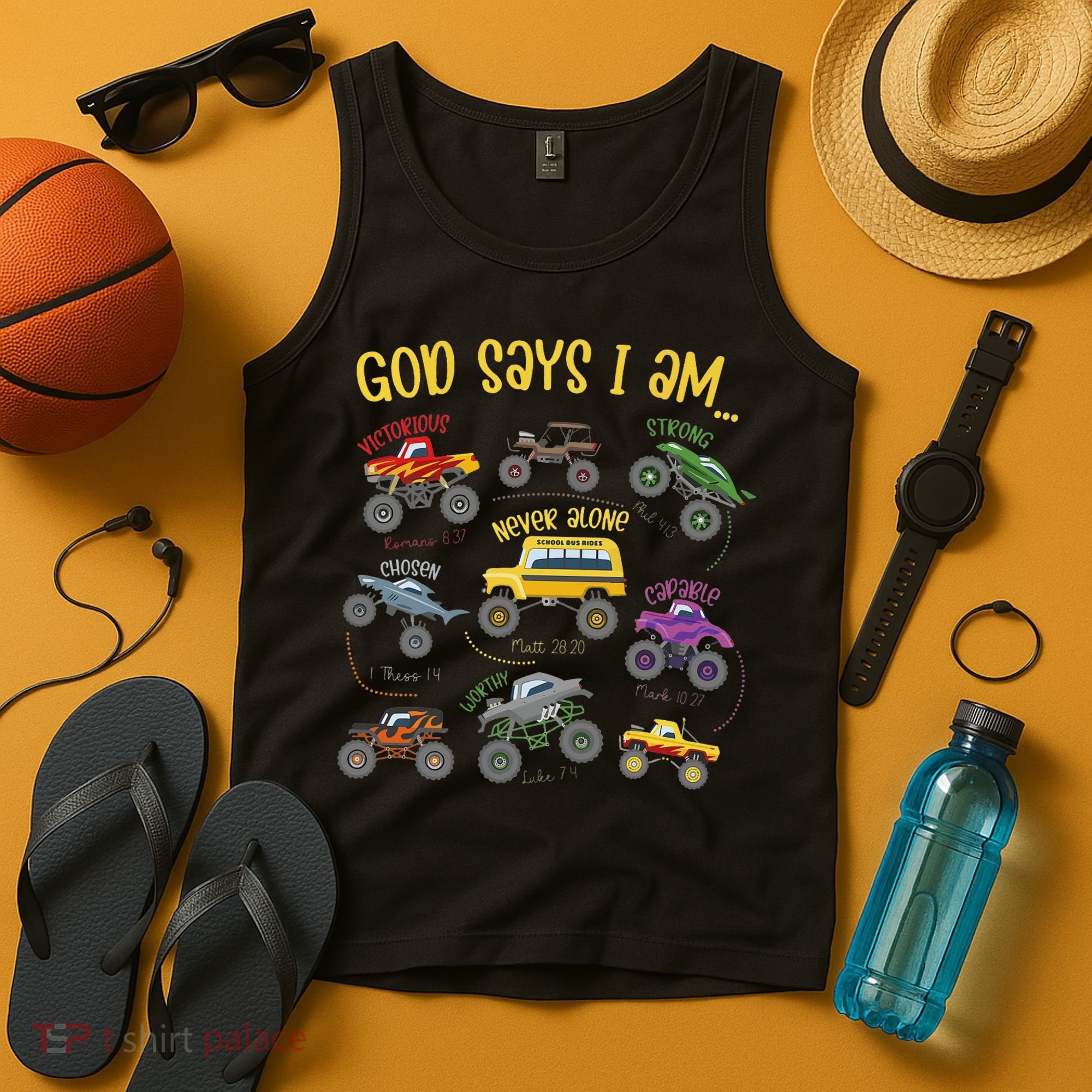 God Says I Am Construction Bible Verse Truck Tank Top