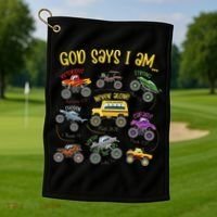 God Says I Am Construction Bible Verse Truck Golf Towel thumb 1