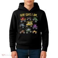 God Says I Am Construction Bible Verse Truck Kids Hoodie thumb 4