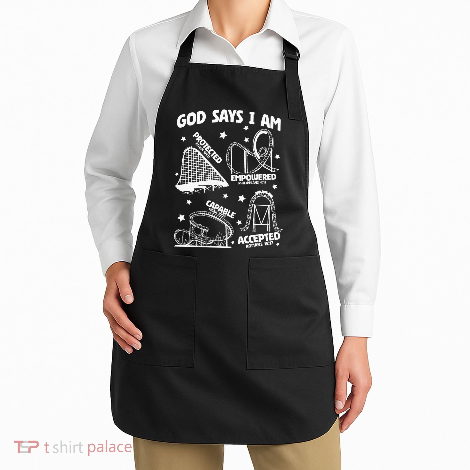 God Says I Am Roller Coaster Lover Christian Apron