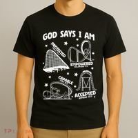 God Says I Am Roller Coaster Lover Christian T-Shirt thumb 3