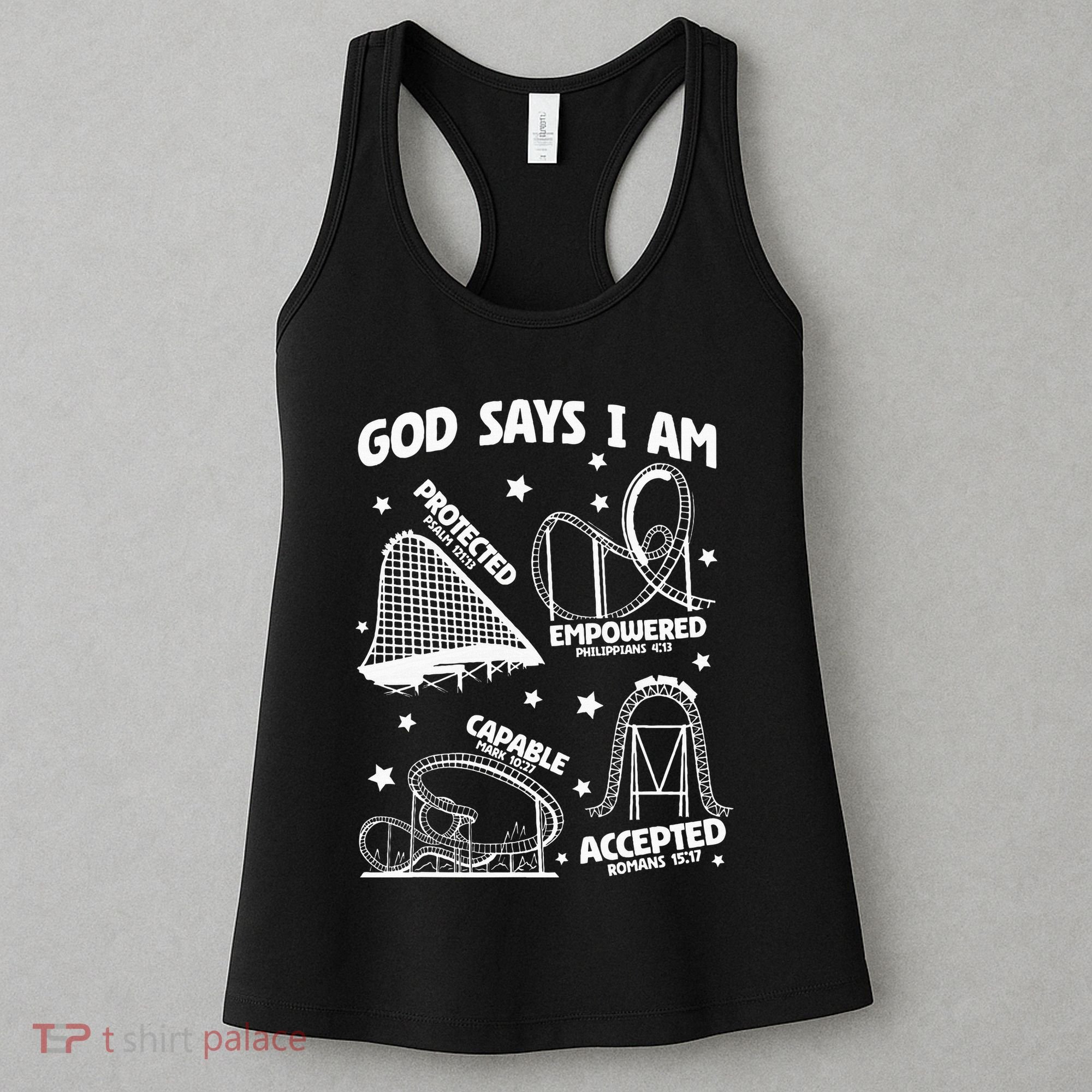God Says I Am Roller Coaster Lover Christian Women's Tank Top