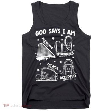 God Says I Am Roller Coaster Lover Christian Tank Top