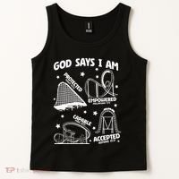 God Says I Am Roller Coaster Lover Christian Tank Top thumb 2