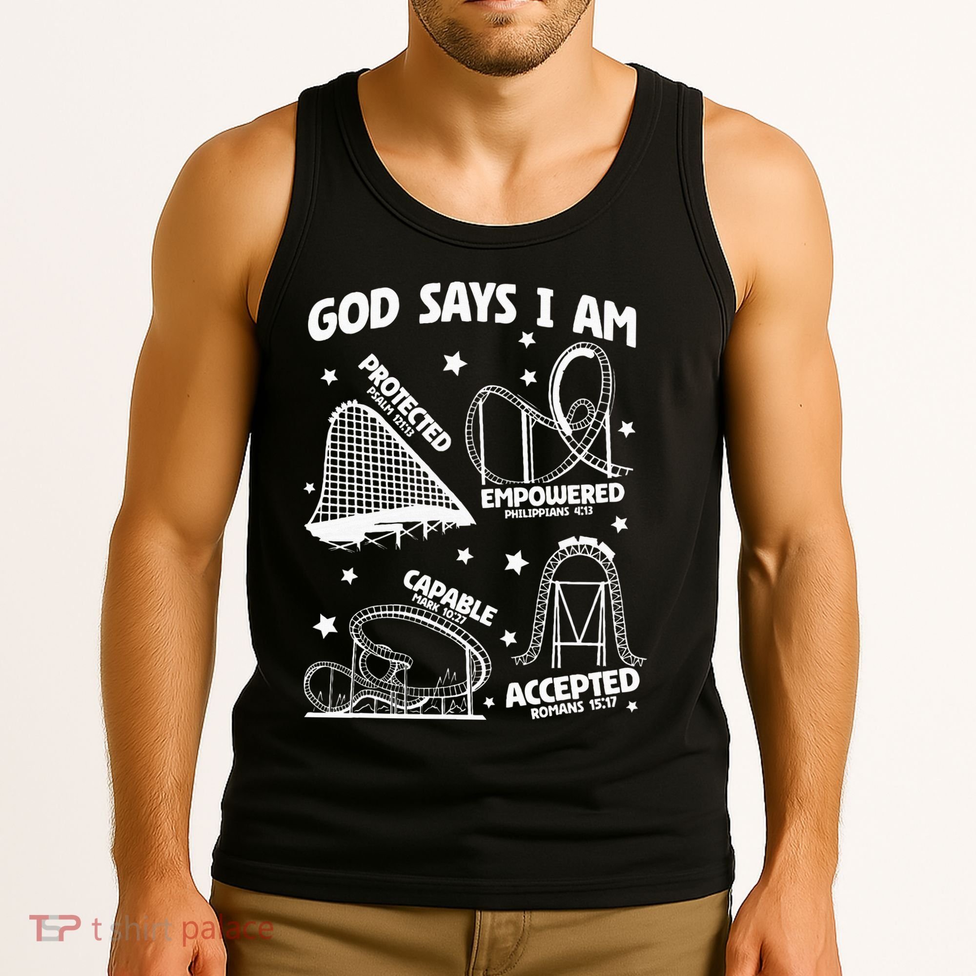 God Says I Am Roller Coaster Lover Christian Tank Top