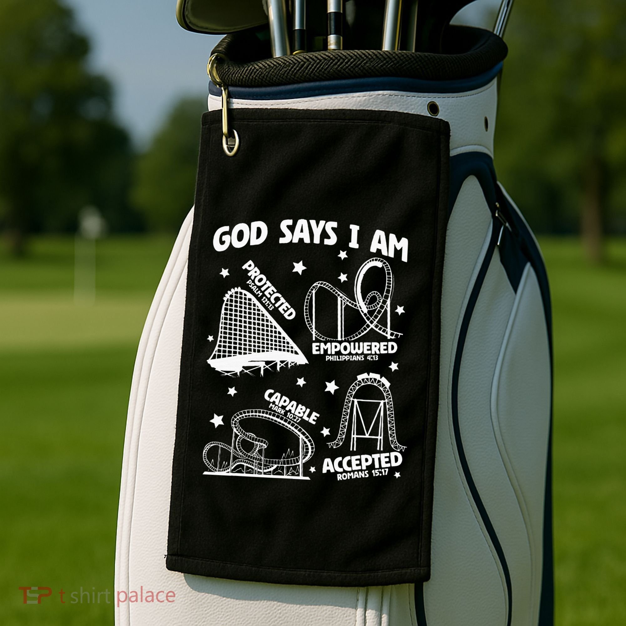 God Says I Am Roller Coaster Lover Christian Golf Towel