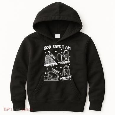 God Says I Am Roller Coaster Lover Christian Kids Hoodie