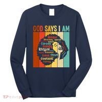 God Says I Am Black Woman Stylish Afro Long Sleeve Shirt thumb 0