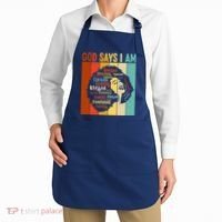 God Says I Am Black Woman Stylish Afro Apron thumb 2