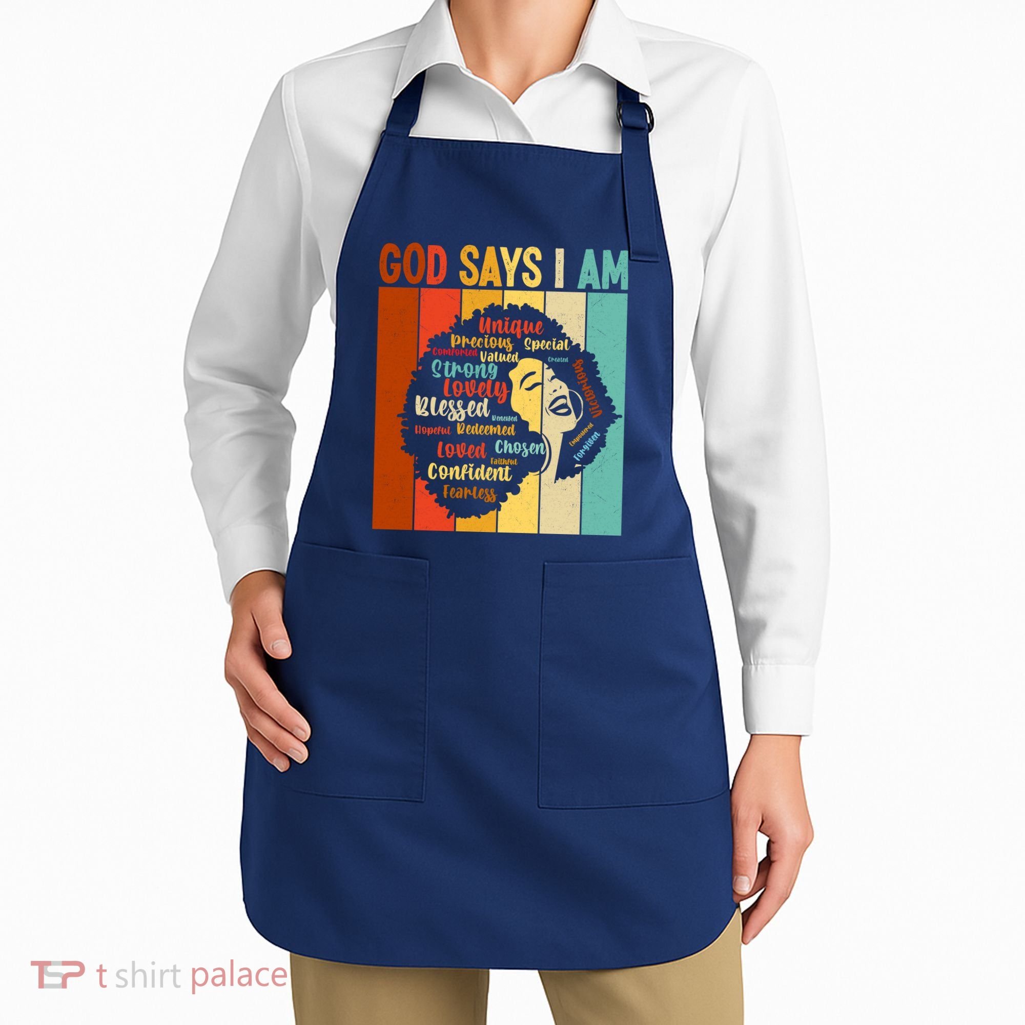 God Says I Am Black Woman Stylish Afro Apron