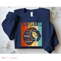 God Says I Am Black Woman Stylish Afro Sweatshirt thumb 2