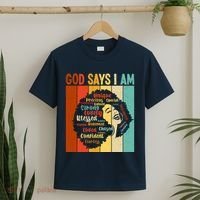 God Says I Am Black Woman Stylish Afro T-Shirt thumb 2