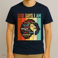 God Says I Am Black Woman Stylish Afro T-Shirt thumb 3