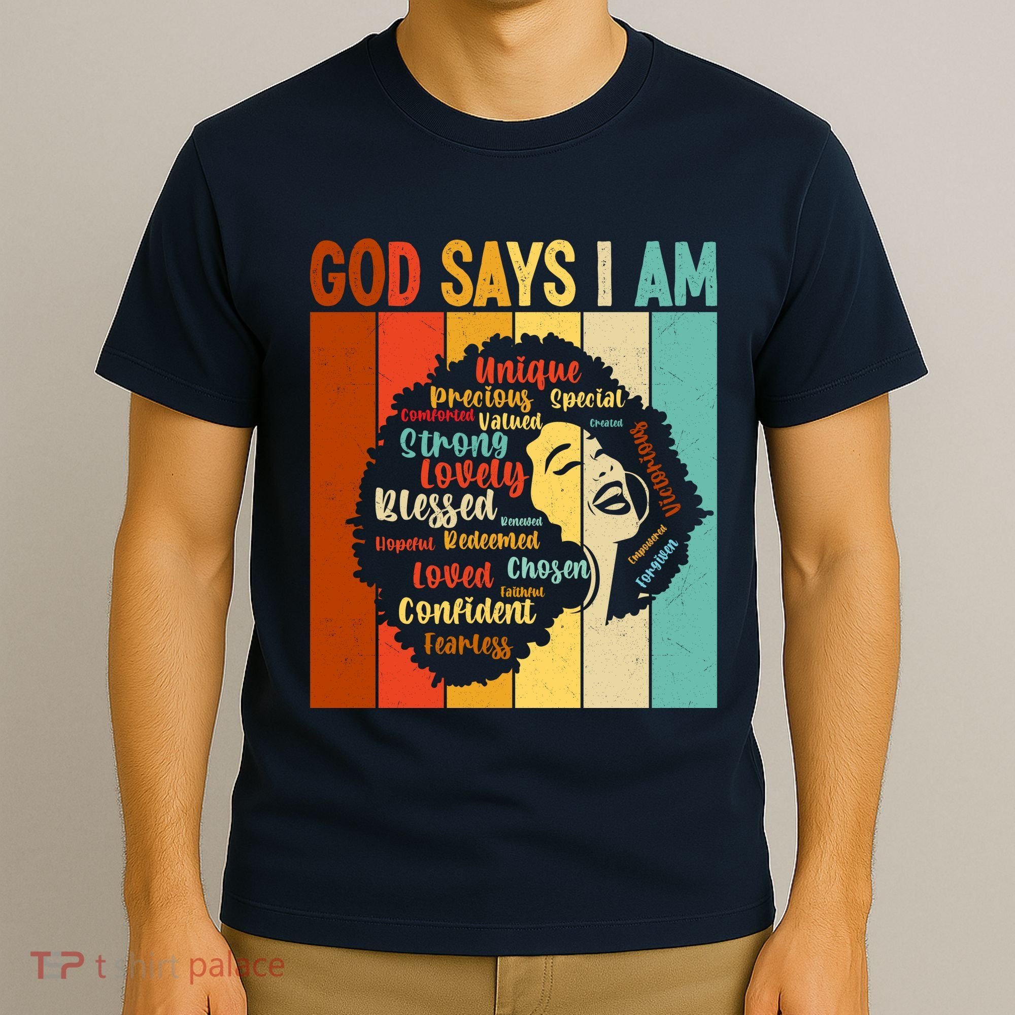 God Says I Am Black Woman Stylish Afro T-Shirt
