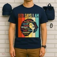 God Says I Am Black Woman Stylish Afro T-Shirt thumb 6