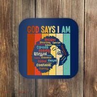 God Says I Am Black Woman Stylish Afro Coaster thumb 0