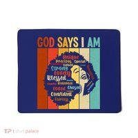 God Says I Am Black Woman Stylish Afro Mousepad thumb 0