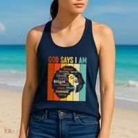 God Says I Am Black Woman Stylish Afro Women's Tank Top thumb 2