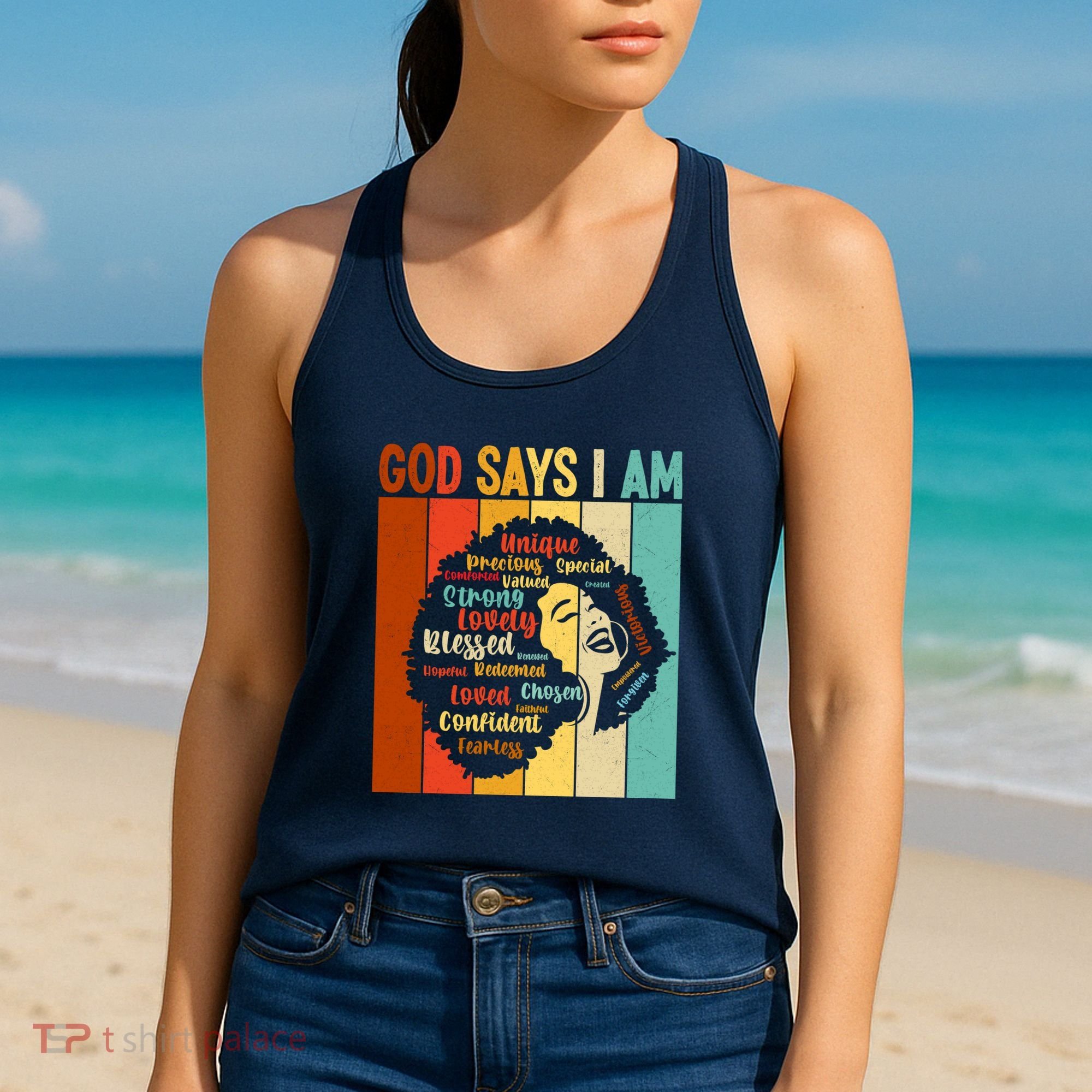 God Says I Am Black Woman Stylish Afro Women's Tank Top