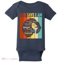 God Says I Am Black Woman Stylish Afro Baby Bodysuit thumb 0
