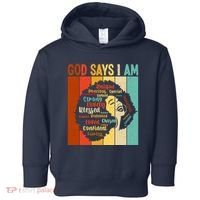 God Says I Am Black Woman Stylish Afro Toddler Hoodie thumb 0