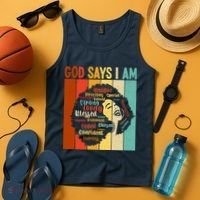 God Says I Am Black Woman Stylish Afro Tank Top thumb 4