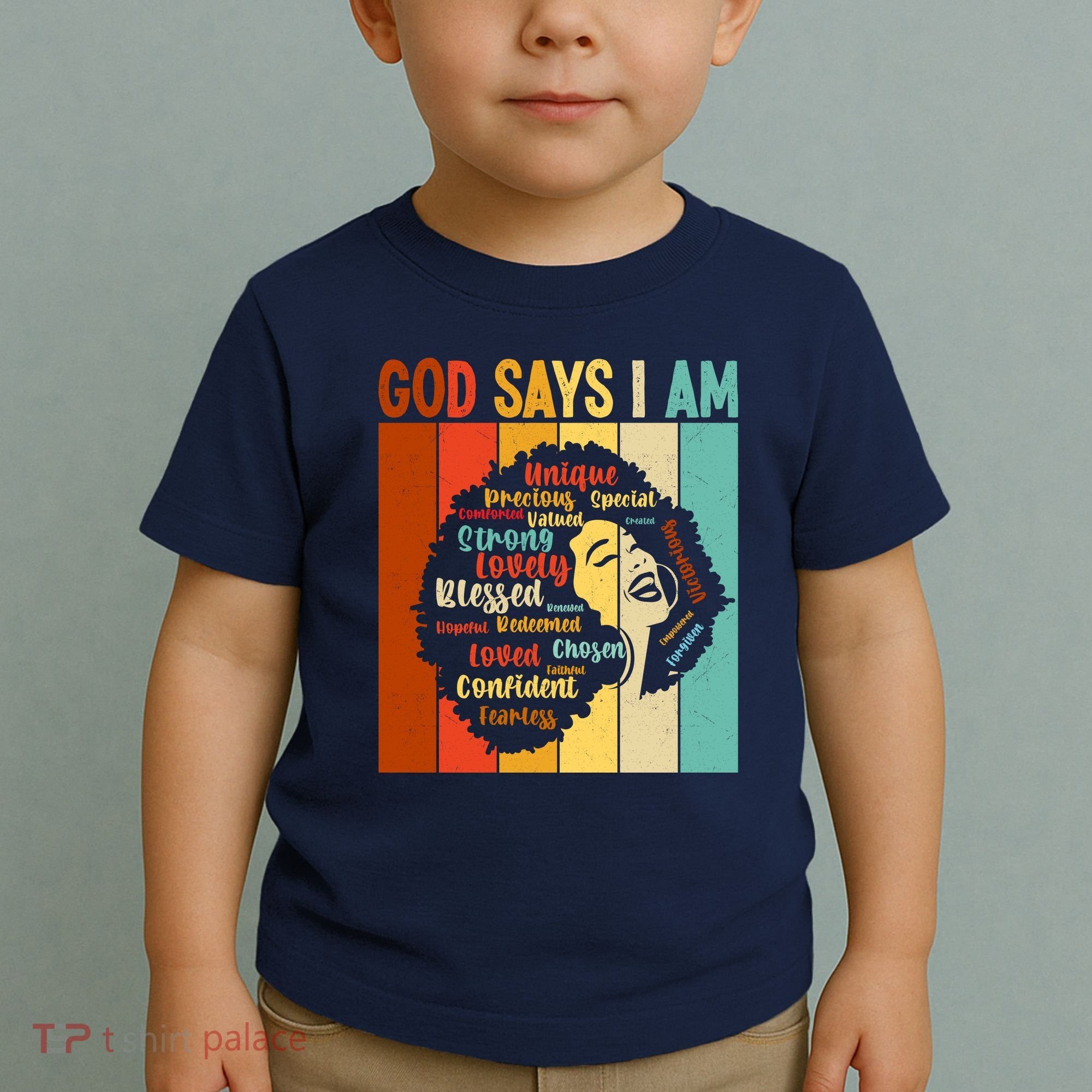 God Says I Am Black Woman Stylish Afro Toddler T-Shirt