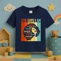 God Says I Am Black Woman Stylish Afro Toddler T-Shirt thumb 3
