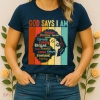 God Says I Am Black Woman Stylish Afro Women's T-Shirt thumb 2
