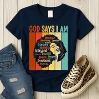 God Says I Am Black Woman Stylish Afro Women's T-Shirt thumb 3