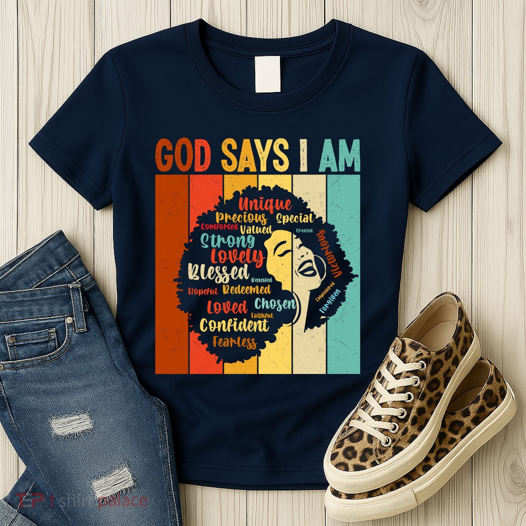 God Says I Am Black Woman Stylish Afro Women's T-Shirt