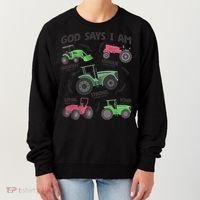 God Says I Am Tractor Lover Christian Women's Sweatshirt thumb 0