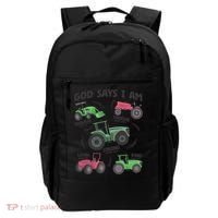 God Says I Am Tractor Lover Christian Backpack thumb 0
