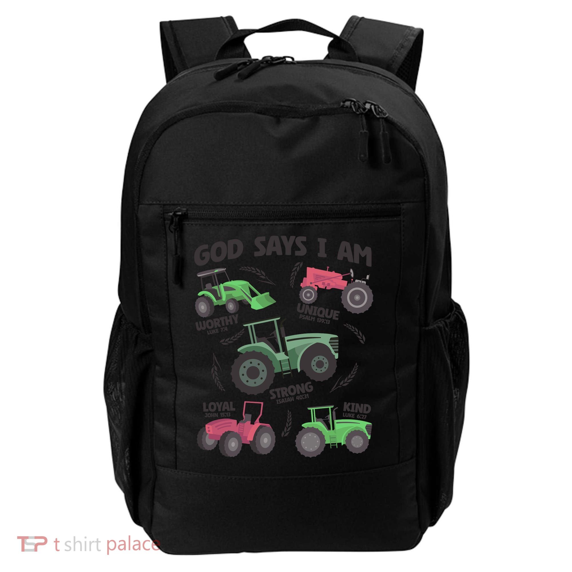 God Says I Am Tractor Lover Christian Backpack