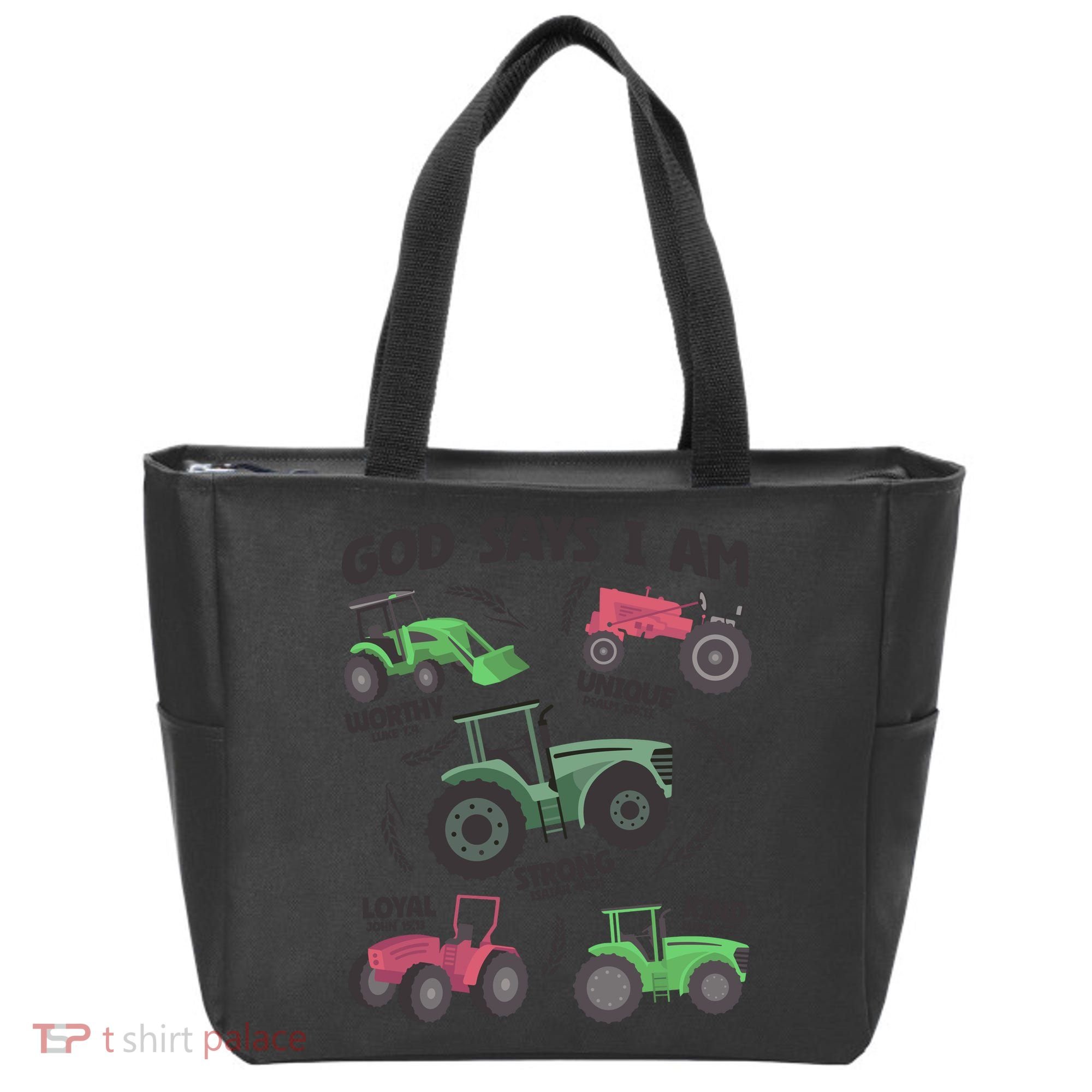 God Says I Am Tractor Lover Christian Tote Bag