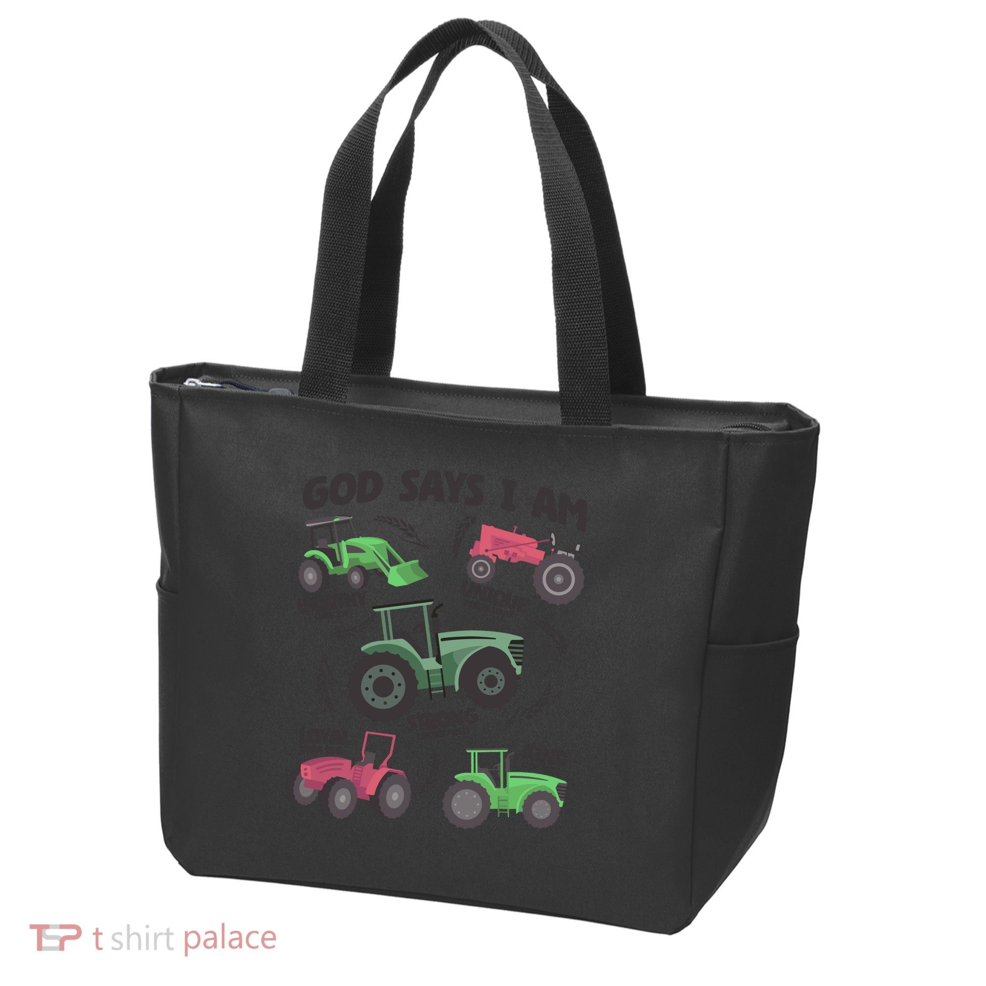 God Says I Am Tractor Lover Christian Tote Bag
