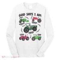 God Says I Am Tractor Lover Christian Long Sleeve Shirt thumb 0