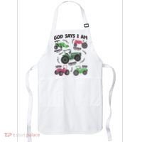 God Says I Am Tractor Lover Christian Apron thumb 0
